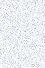 Pattern with blue flowers on isolated white background	