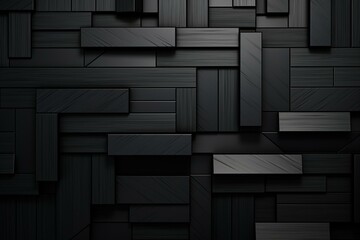 Modern 3D geometric wall in black. Aesthetic architectural backdrop. Generative AI