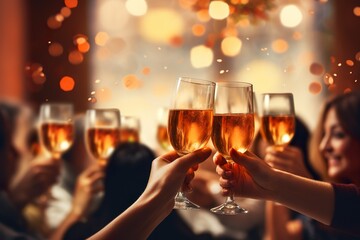 Happy thanksgiving day celebration illustration people enjoying thanksgiving party  with meal 