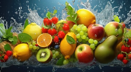 Fruits and Water Exploding