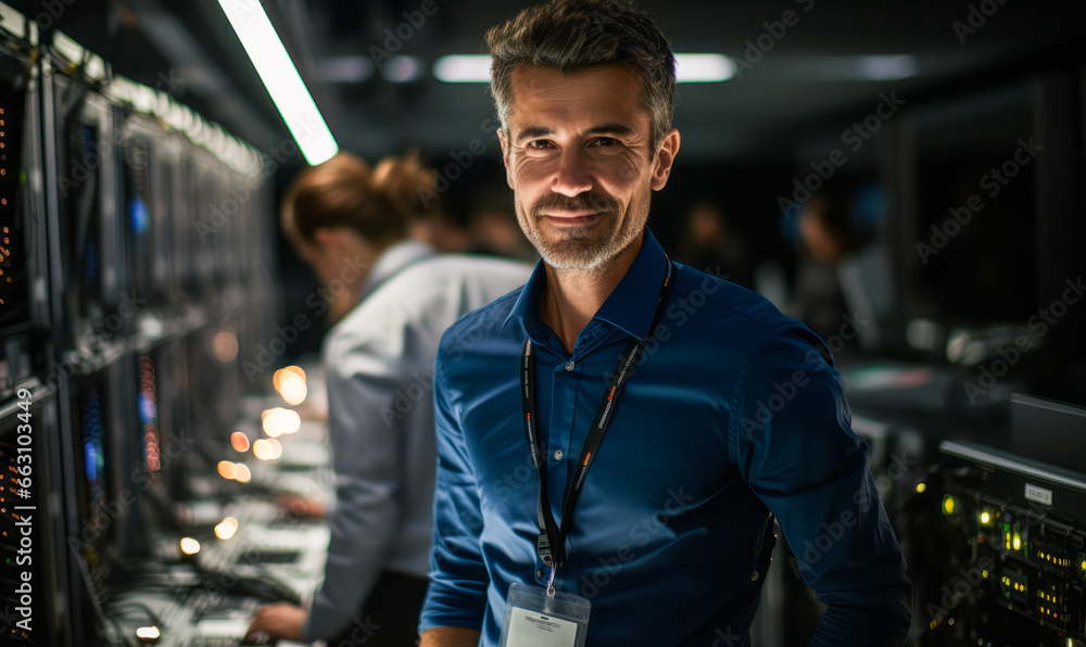 Aufkleber portrait of data warehousing specialist. design, model, implement corporate data warehousing activit