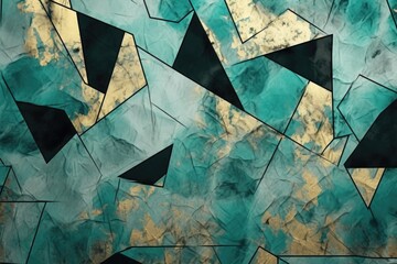 Abstract turquoise gold shapes background	