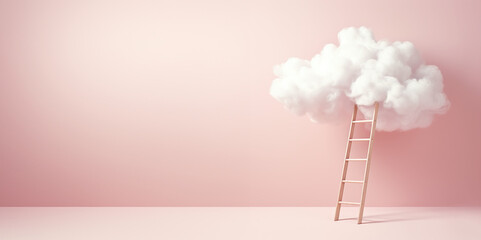 ladder to the sky, concept of success, dream or departure to the heavens - obrazy, fototapety, plakaty