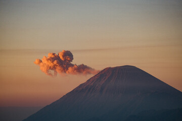 Volcanic Emanations: Yellowish Clouds Drifting from Bromo's Summit