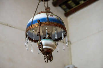 Close-up of retro chandelier in an old house