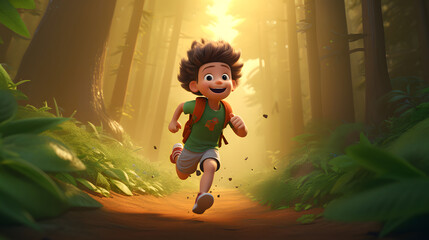 3D Render of a Joyful Kid in Green T-Shirt - Generative AI 
