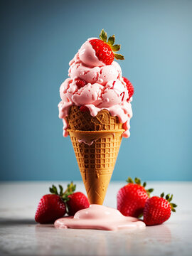 ice cream in the cone with sprinkle on isolated background