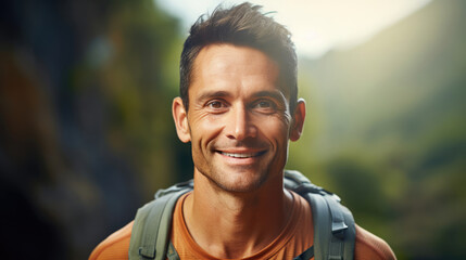 Headshot of a tour guide with a warm smile,  eager to share knowledge and stories
