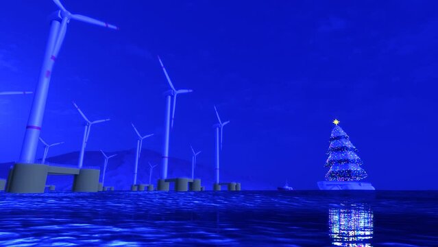Energ&iacute;a e&oacute;lica marina navidad, felicitaciones, postales, saludo navide&ntilde;o