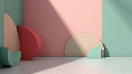 Abstract minimal concept.Pastel multi colour vibra podium for products in 3d style 