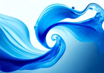 Afwasbaar fotobehang 抽象的な青い水の波 © k_yu