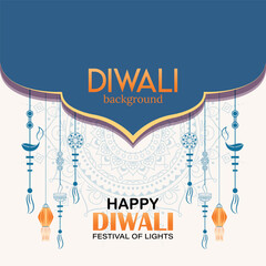 Happy Diwali, festival of lights, Paper Graphic of Indian Rangoli, golden lights, colorful decorative background, Blue magenta background - obrazy, fototapety, plakaty