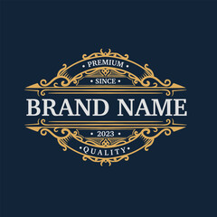 Vintage Labels and badges ornament, retro ribbons, luxury fancy logo symbols, elegant calligraphic swirls, flourishes ornate vignettes. Emblem vector mock up concept