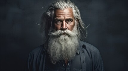 Elderly Man with White Beard and Intense Gaze
