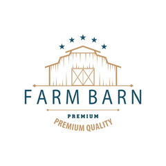 Agriculture Farm Barn Logo, Simple Retro Style Vintage Building Templet Illustration Design