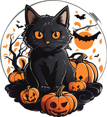 black cat halloween vector for website symbol icon presentation