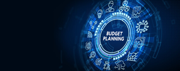 Budget planning business finance concept on virtual screen interface. Business, technology concept. 3d illustration