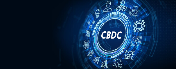 CBDC Central Bank Digital Currency Concept. 3d illustration - obrazy, fototapety, plakaty