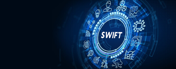 SWIFT. Society for Worldwide Interbank Financial Telecommunications. Financial Banking regulation concept.