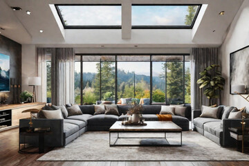 Obraz na płótnie Canvas modern living room living room with fireplace modern living room with fireplace