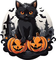 black cat halloween vector for website symbol icon presentation