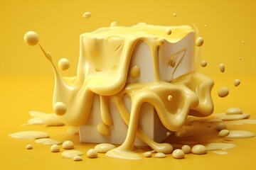 3D illustration of abstract creamy butter. Generative AI