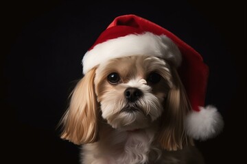 festive dog in holiday costume. Generative AI