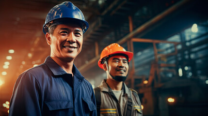 Portrait of an asian male engineer working in a factory