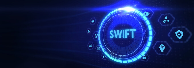 SWIFT. Society for Worldwide Interbank Financial Telecommunications. Financial Banking regulation concept.