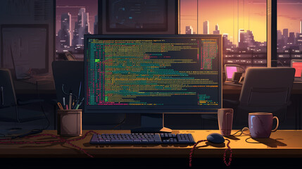 Programming background with html text. Generative Ai