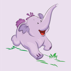 Running a baby elephant vector file design, a baby elephant