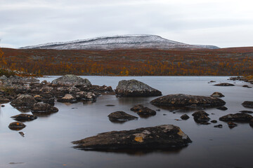 Lake in the mountains in the north of Finland, Scandinavia, Lapland