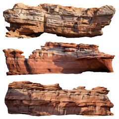 sandstone rock formation set isolated on transparent background - landscape design elements PNG cutout collection