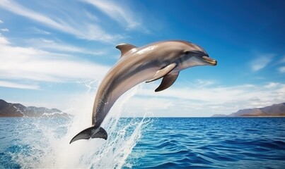 The dolphin gracefully leaped into the water, creating a beautiful arc in the air.