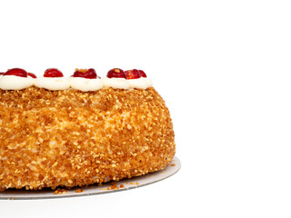 Frankfurter Kranz Cake, also known simply as Kranz in Germany, is a classic and beloved German dessert. Cake on a white background.