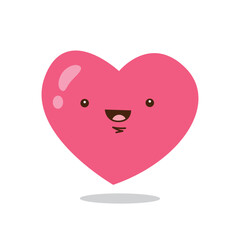 Cute funny heart cartoon kawaii character icon  isolated vector illustration