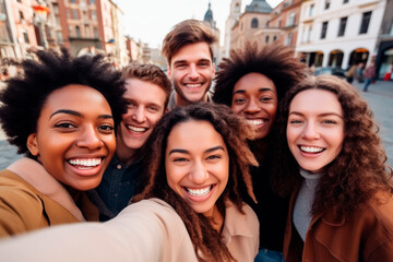 group of friends taking a selfie