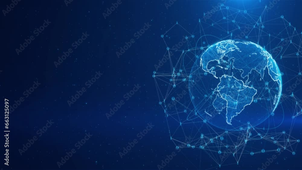 Poster digital earth rotating global network connection technology background. 3d world news background wor