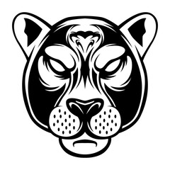 Panther Vector. Panther Head Drawing Black And White Logo design vector illustration in Modern style Design