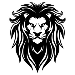 Lion Head Vector Design black and white template illustration