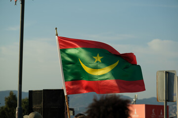 Mauritania flag on a blue sky background