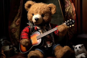teddy bear with guitar