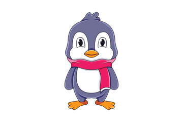 Cute Penguin Character Design Illustration