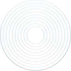 Geometric circle element with concentric, radial, gradient circle lines. Abstract circle element