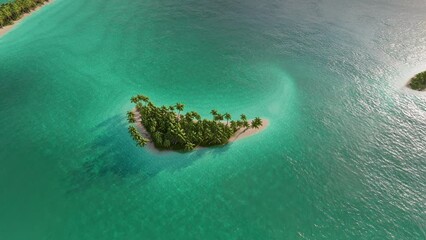 Panorama of a tropical islands in the ocean. Exotic natural landscape for vacation or summer weekend holiday isolated. Palm tree paradise in sea.