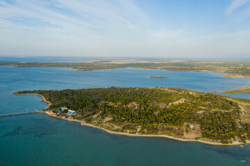 Islands and straits connected by roads. Jaffna, Sri Lanka.