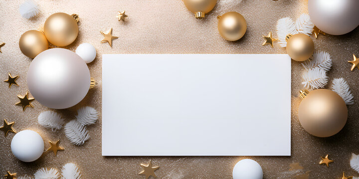 lank white frame on bokeh Christmas Blank White Frame on Festive Christmas Bokeh