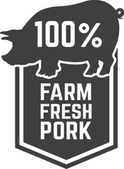 Farm fresh pork meat. Label template with pig meat