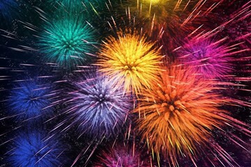 Colorful burst, dazzling display of black fireworks. Generative AI