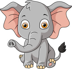 Cartoon baby elephant on white background